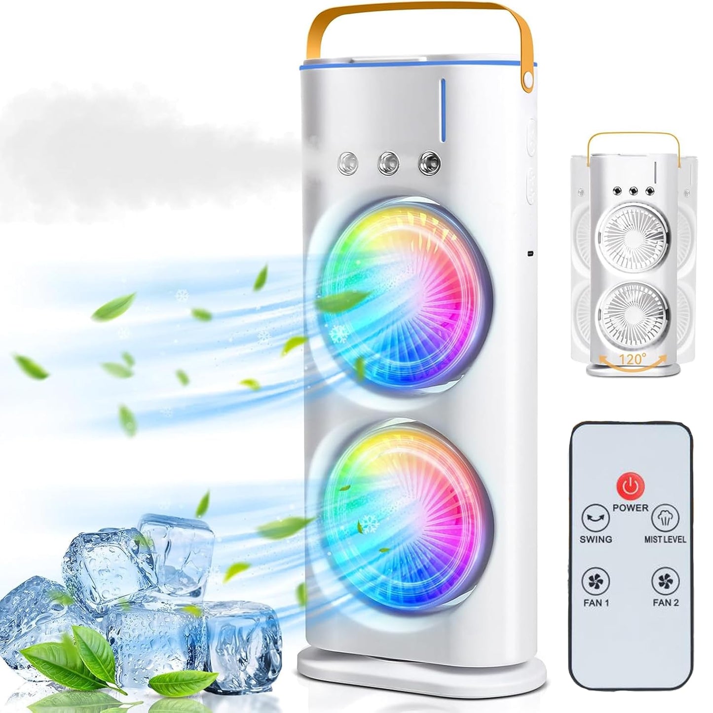 Double Fan Portable AC - 360°Adjustment & USB Powered