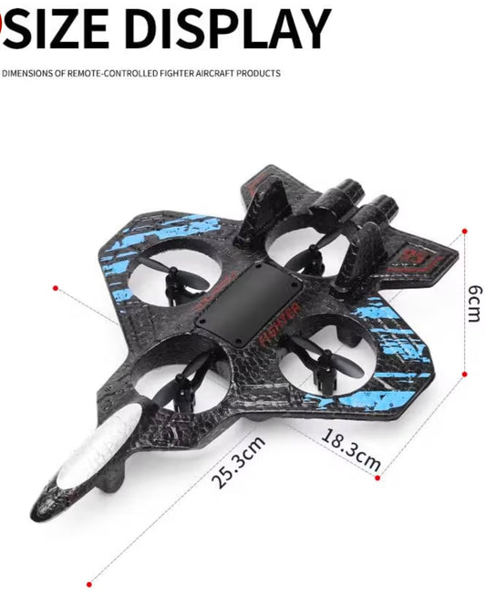 RC Fighter plane with 360° Stunts, One-Key Takeoff, LED Lights, Hover Mode