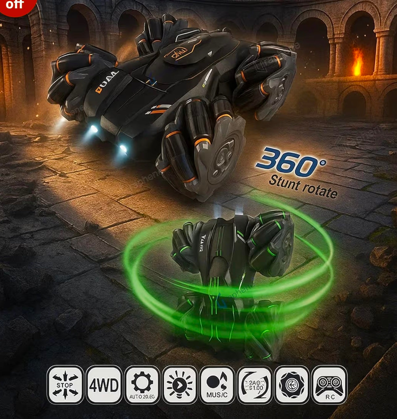 Remote Control Car Toy for Kids RC Car 4x4 High-Speed 360° Rotation Rechargeable Battery Remote Cars (Multicolor)