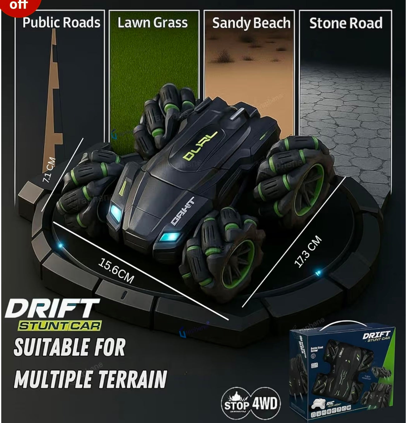 Remote Control Car Toy for Kids RC Car 4x4 High-Speed 360° Rotation Rechargeable Battery Remote Cars (Multicolor)