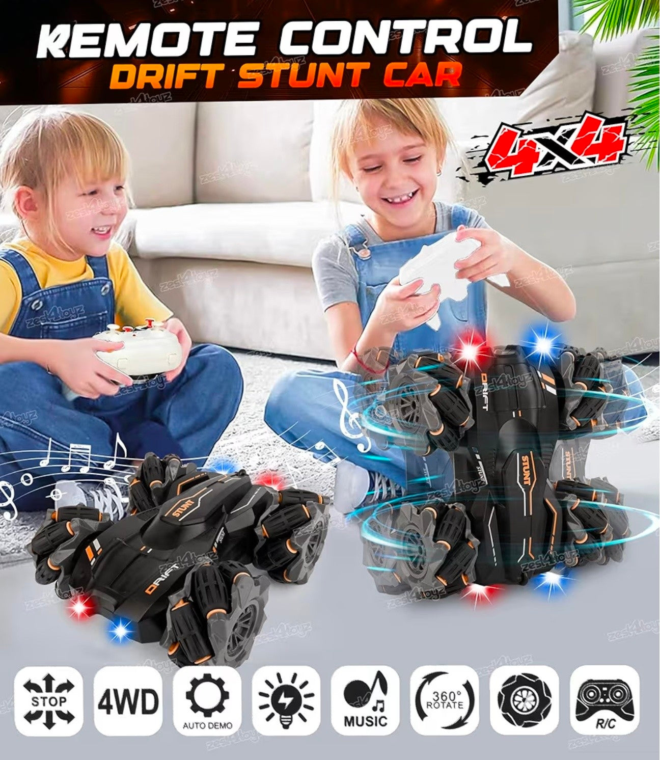 Remote Control Car Toy for Kids RC Car 4x4 High-Speed 360° Rotation Rechargeable Battery Remote Cars (Multicolor)