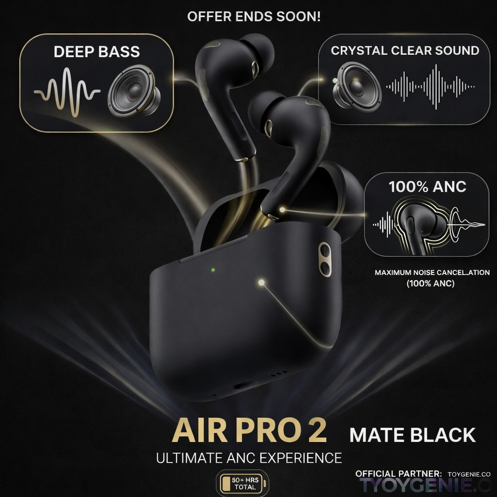 Air Pro 2 With 100% ANC Premium Mate Black Colour